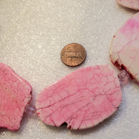 Pale Pink Magnesite Slab Necklace - Picture 2 of 3